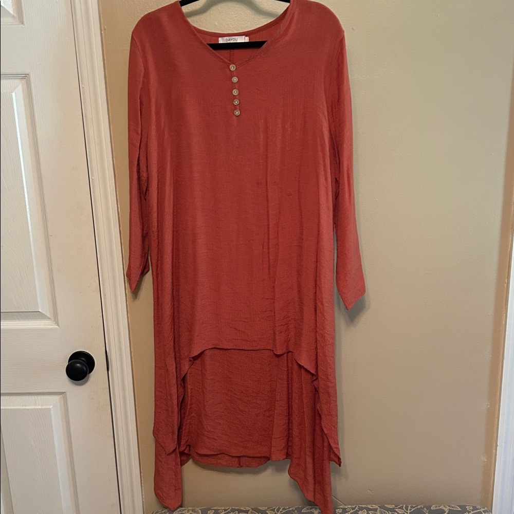 Elegant Rust Button-Down Dress